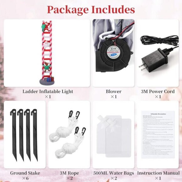 ⚡9.8FT Christmas Inflatables Ladder Built-in LED Light Yard Outdoor Decorations - Picture 5 of 13